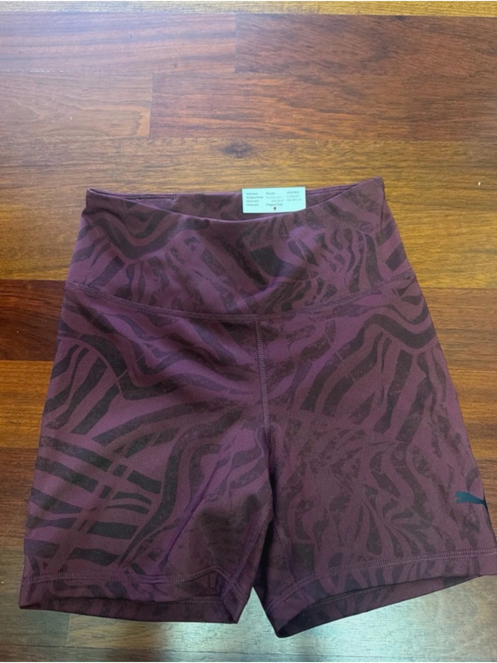 Puma Women's Maroon & Black Patterned Bike Shorts